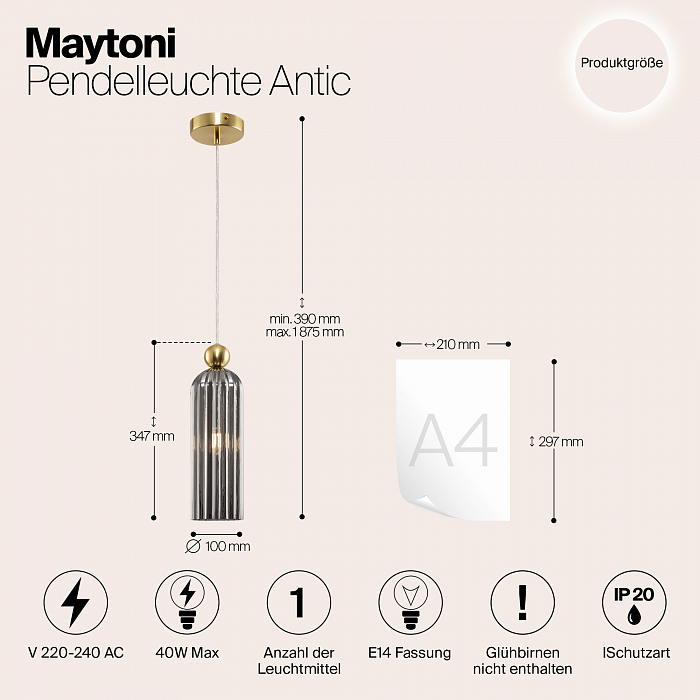 Светильник одинарный Maytoni MOD302PL-01GR