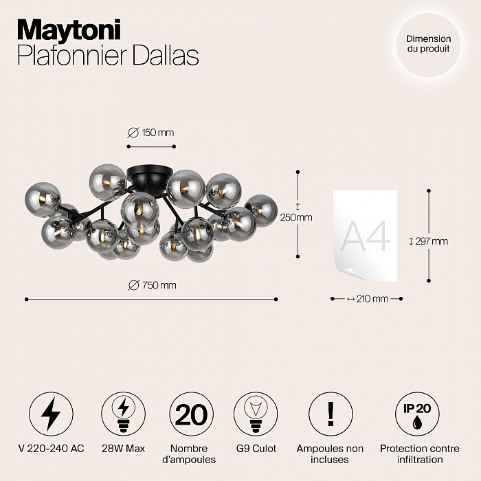 Светильник потолочная Maytoni MOD545CL-20B