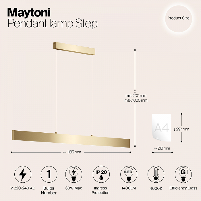 Светильник Maytoni P010PL-L30G4K